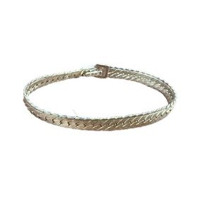 Vintage Monet Stamped Silver Plated Braided Chain Link Herringbone Bracelet